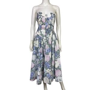 Moda Int'l Vtg 90s Womens M Multicolor Floral Cottagecore Garden Swing Dress EUC